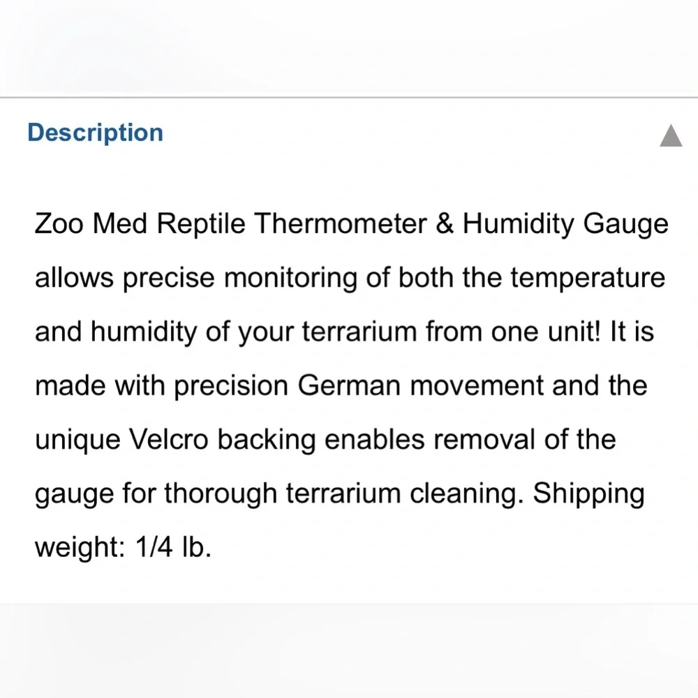 Zoo Med dual Reptile thermometer, and humidity gauge.